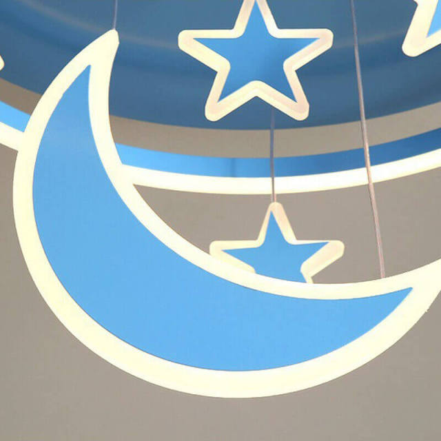 OOVOV Childrens Ceiling Pendant Lights Cartoon Star Moon Ceiling Lighting Chandelier for Kids Room Bedroom Boy Girl Room With LED light source