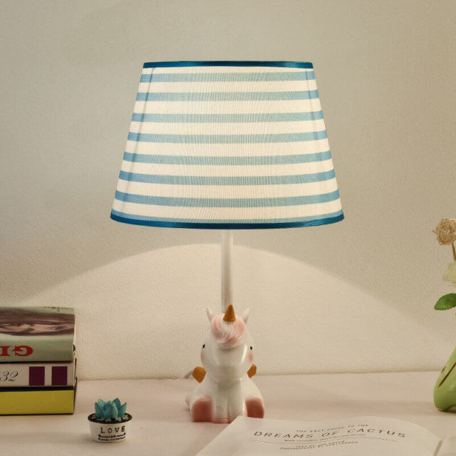 OOVOV Cartoon Children Table Lamp Cute Unicorn Fabric Desk Lamps for Bedroom Bedsides Baby Room E27 Light base