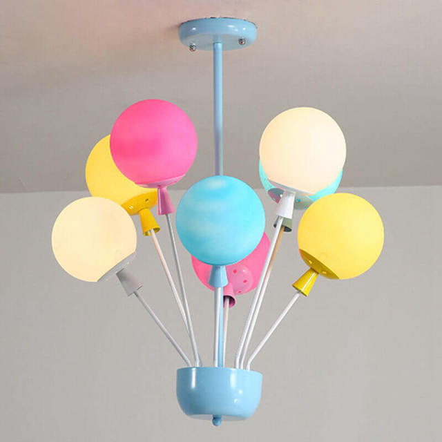 OOVOV Childrens Room Chandelier 6 Lights Cartoon Color Balloons Bedroom Ceiling Lighting Fixture for Baby Room Nursery Decorative Lamp