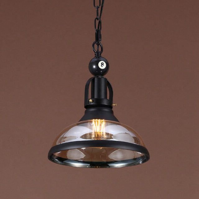 OOVOV Industrial Style Chandeliers-2 Lights Island Light Metal Pendant Lamp Fixture with Clear Glass Shade Special Billiard Ball Decoration in Black F