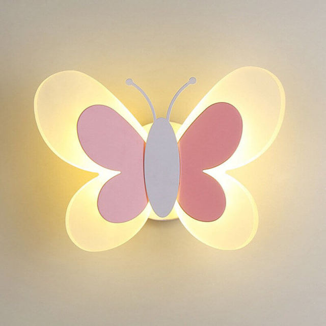 OOVOV LED Butterfly Wall Lamp Creative Cartoon Wall Lights Wall Sconce for Princess Room Baby Room Bedroom Hallway Balcony