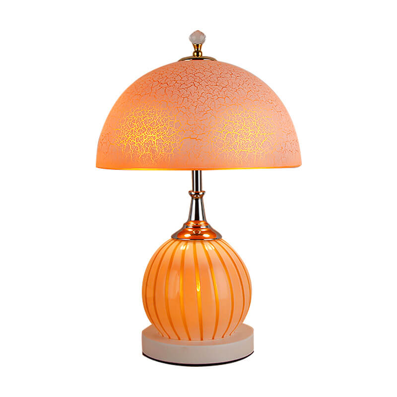 OOVOV Simple Designs Glass Pumpkin Table Lamp with Glass Shade, Night Light Base Desk Lamp for