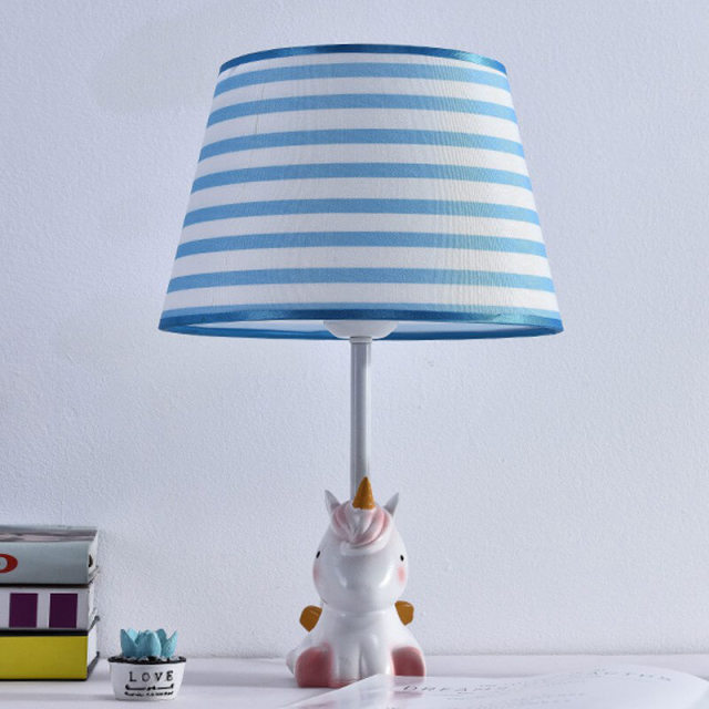 OOVOV Cartoon Children Table Lamp Cute Unicorn Fabric Desk Lamps for Bedroom Bedsides Baby Room E27 Light base