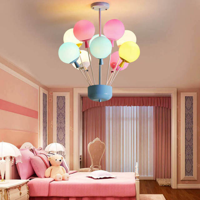 OOVOV Childrens Room Chandelier 6 Lights Cartoon Color Balloons Bedroom Ceiling Lighting Fixture for Baby Room Nursery Decorative Lamp