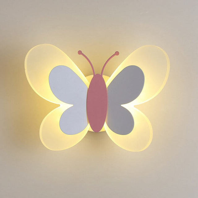 OOVOV LED Butterfly Wall Lamp Creative Cartoon Wall Lights Wall Sconce for Princess Room Baby Room Bedroom Hallway Balcony