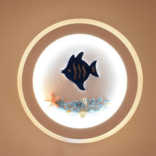 OOVOV LED Children Wall Lamp Mediterranean Iron Warm White Led Kids Bedroom Baby Room Hallway Wall Lamps Wall Lights Sconce