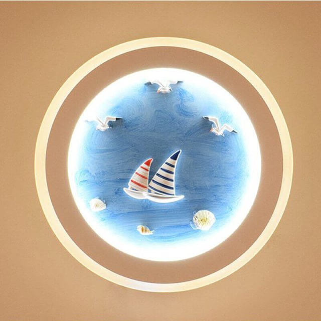 OOVOV LED Children Wall Lamp Mediterranean Iron Warm White Led Kids Bedroom Baby Room Hallway Wall Lamps Wall Lights Sconce