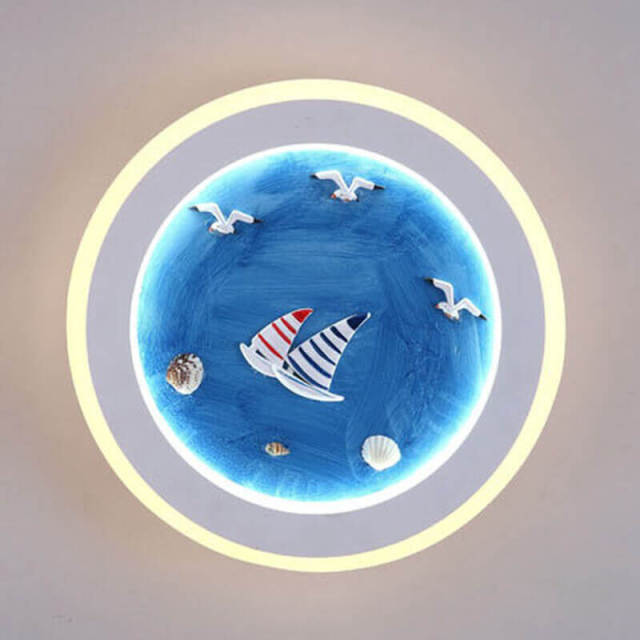 OOVOV LED Children Wall Lamp Mediterranean Iron Warm White Led Kids Bedroom Baby Room Hallway Wall Lamps Wall Lights Sconce