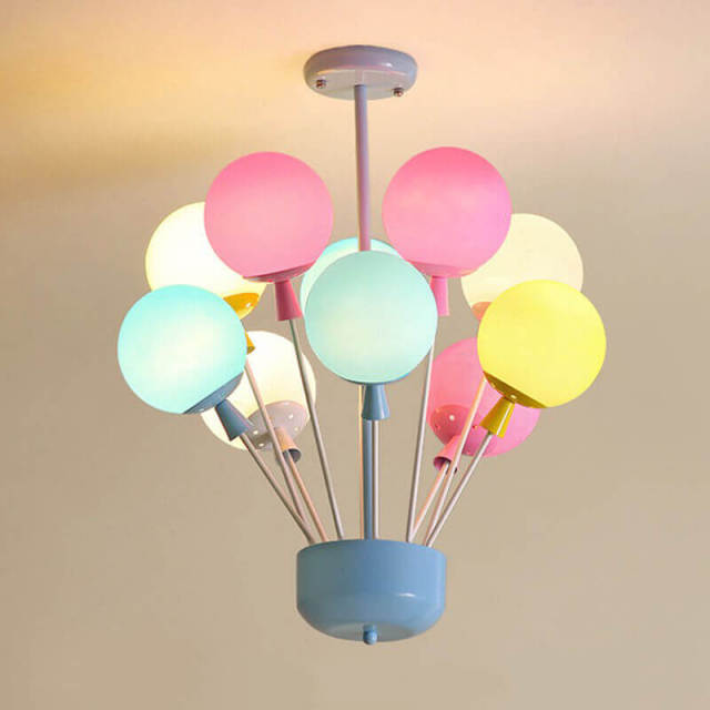 OOVOV Childrens Room Chandelier 6 Lights Cartoon Color Balloons Bedroom Ceiling Lighting Fixture for Baby Room Nursery Decorative Lamp