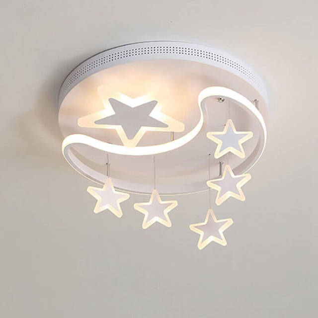 OOVOV LED Ceiling Light Flush Mount Lighting Fixtures with Star Pendant 36W Modern Ceiling Lamp Not Dimmable for Baby Room Bedroom Kids Room 6000K