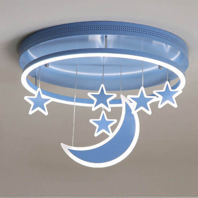 OOVOV Childrens Ceiling Pendant Lights Cartoon Star Moon Ceiling Lighting Chandelier for Kids Room Bedroom Boy Girl Room With LED light source