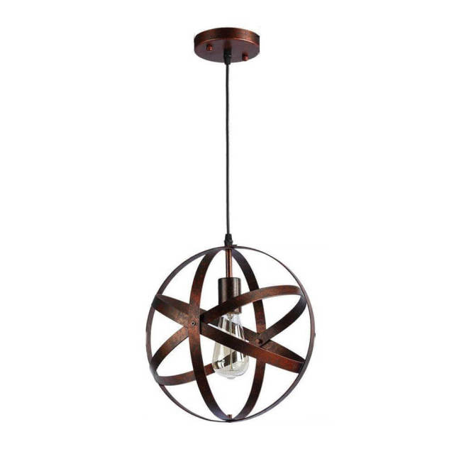 OOVOV Industrial Pendant Light 12 Inch Foldable Globe Retro Pendant Light Fixture with Adjustable Cord For Kitchen Bar Cafe Balcony