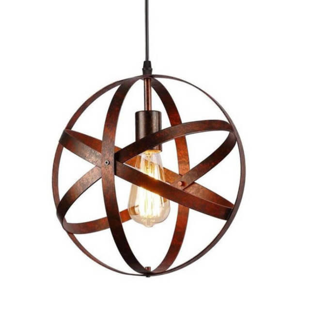 OOVOV Industrial Pendant Light 12 Inch Foldable Globe Retro Pendant Light Fixture with Adjustable Cord For Kitchen Bar Cafe Balcony