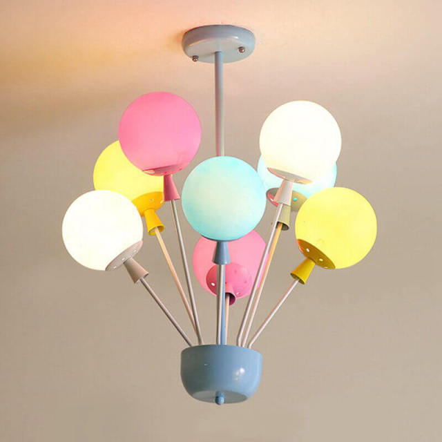 OOVOV Childrens Room Chandelier 6 Lights Cartoon Color Balloons Bedroom Ceiling Lighting Fixture for Baby Room Nursery Decorative Lamp