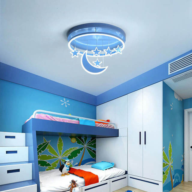 OOVOV Childrens Ceiling Pendant Lights Cartoon Star Moon Ceiling Lighting Chandelier for Kids Room Bedroom Boy Girl Room With LED light source