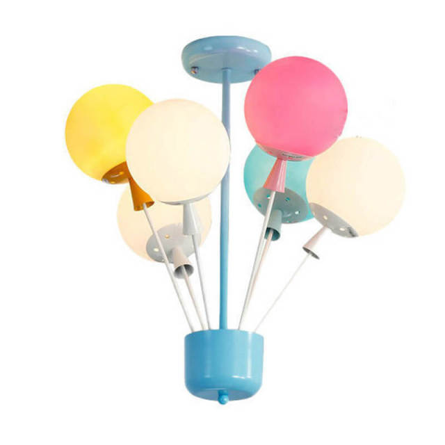 OOVOV Childrens Room Chandelier 6 Lights Cartoon Color Balloons Bedroom Ceiling Lighting Fixture for Baby Room Nursery Decorative Lamp