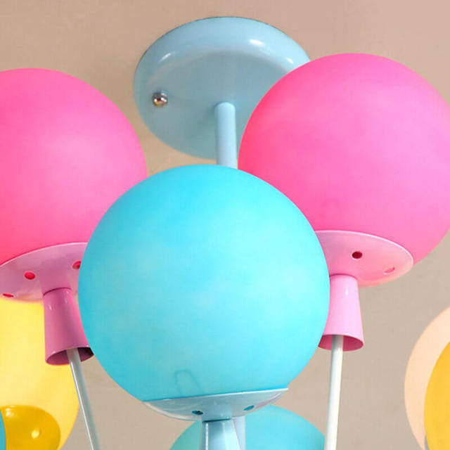 OOVOV Childrens Room Chandelier 6 Lights Cartoon Color Balloons Bedroom Ceiling Lighting Fixture for Baby Room Nursery Decorative Lamp