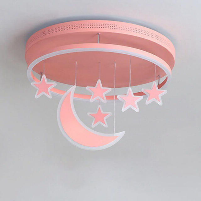 OOVOV Childrens Ceiling Pendant Lights Cartoon Star Moon Ceiling Lighting Chandelier for Kids Room Bedroom Boy Girl Room With LED light source