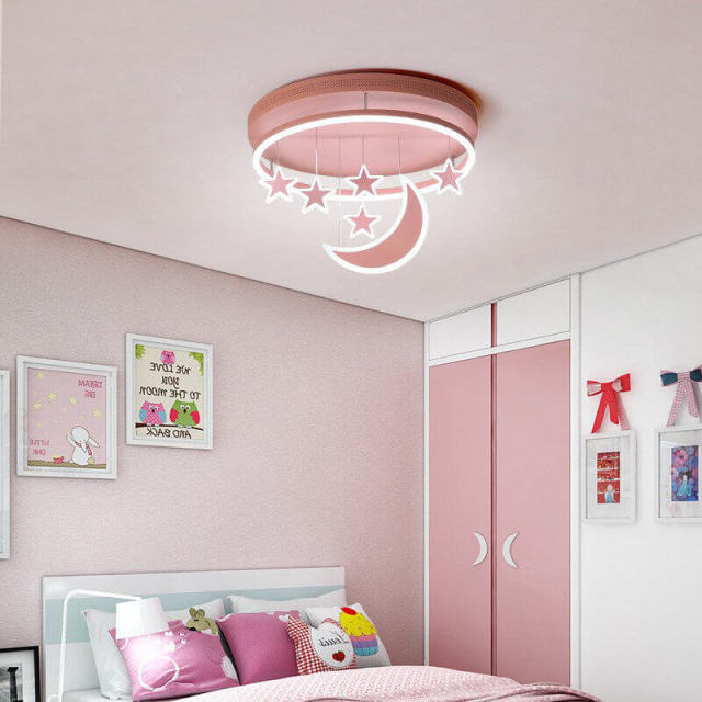 OOVOV Childrens Ceiling Pendant Lights Cartoon Star Moon Ceiling Lighting Chandelier for Kids Room Bedroom Boy Girl Room With LED light source