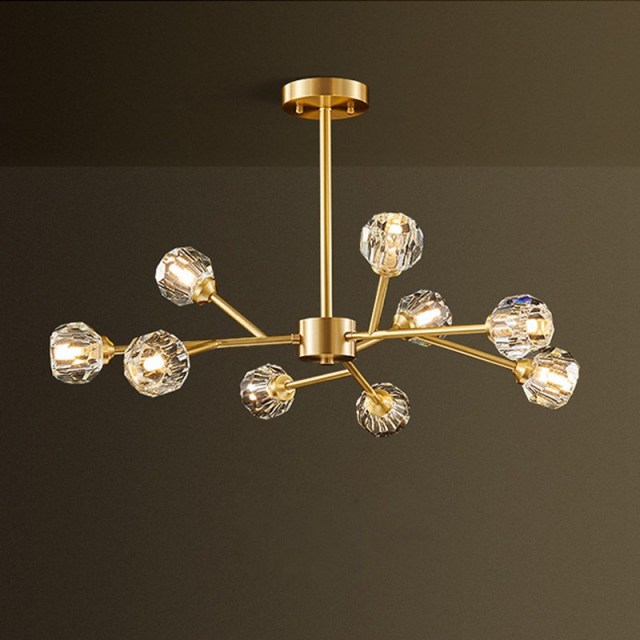 OOVOV Crystal Chandelier Light Gold Chandelier Light Fixture Crystal Pendant Light Modern Chandelier for Bedroom Living room Dining Room G9 Light Base