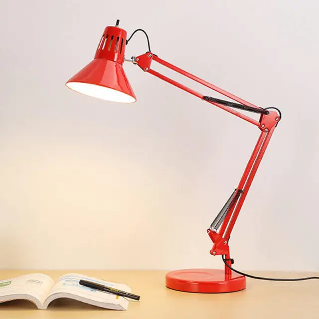 OOVOV Metal Desk Lamp Adjustable Table Lamp with On/Off Switch Swing Arm Desk Lamp with Clamp Eye-Caring Reading Lamp for Bedroom Study Room Office