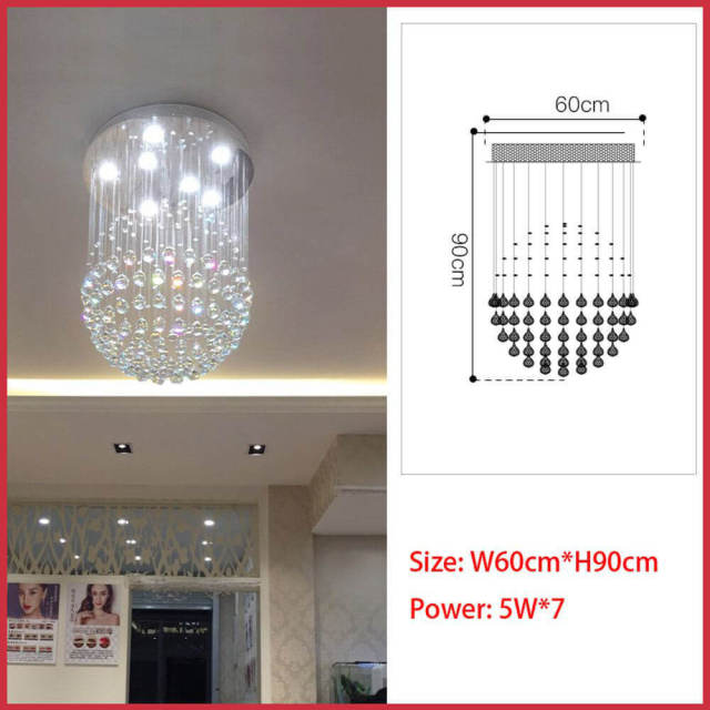 Crystal Stair Case Pendant Lamp Living Room Ball Drop Lights Luxury Lighting Fixtures Gallery Crystals Chandeliers Restaurant Hanging Light