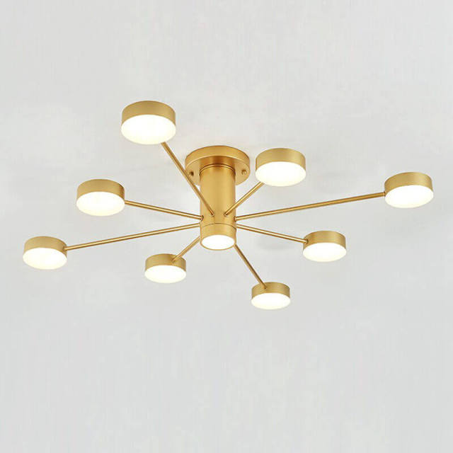 OOVOV Semi Flush Mount Ceiling Light LED Modern Sputnik Chandelier Industrial Ceiling Lamp for Kitchen Dining Room Living Room Bedroom Foyer Lighting