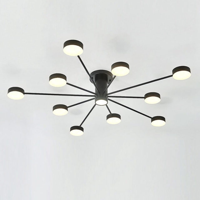 OOVOV Semi Flush Mount Ceiling Light LED Modern Sputnik Chandelier Industrial Ceiling Lamp for Kitchen Dining Room Living Room Bedroom Foyer Lighting