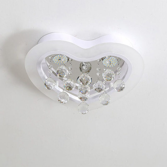 OOVOV LED Crystal Ceiling Lights Acrylic Heart Flush Mount Ceiling Lighting for Bedroom Children Room Boy Girl Room Warm White