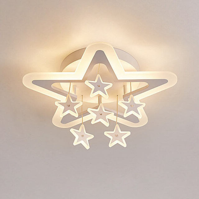 OOVOV LED Star Ceiling Lights Cartoon Acrylic Surface Mount Chandeliers Flush Mount Ceiling Light for Children Room Baby Room Bedroom Warm White