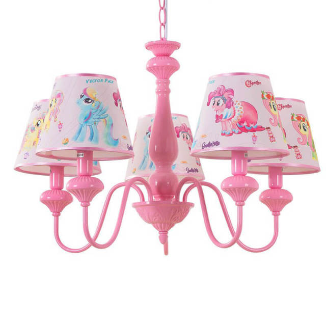 OOVOV Pink Princess Room Chandelier Cartoon Chandelier Lighting Flush Mount Ceiling Light Fixture Pendant Lamp for Girls Room Bedroom Baby Room 5 E14