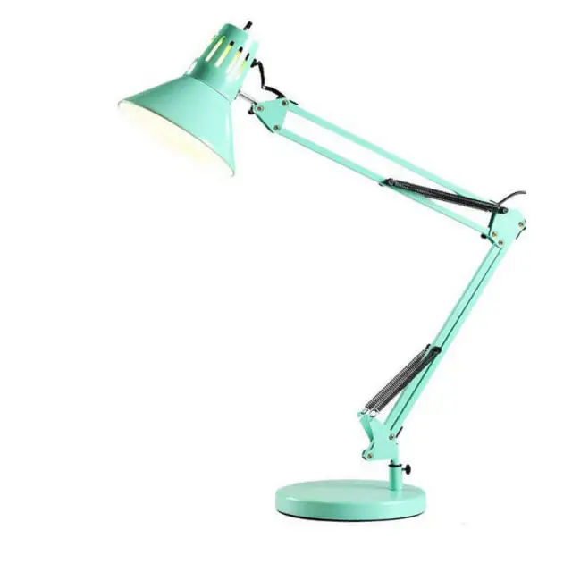 OOVOV Metal Desk Lamp Adjustable Table Lamp with On/Off Switch Swing Arm Desk Lamp with Clamp Eye-Caring Reading Lamp for Bedroom Study Room Office