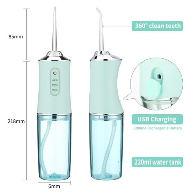 Portable Tooth Water Flosser 220ML Oral Water Jet Oral Flosser Irrigator USB Rechargeable Oral Hygiene Cleaning Machine