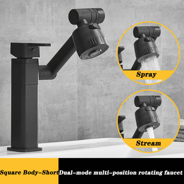 OOVOV Copper Lavatory Basin Faucet Hot Cold Wash Basin Sink Faucet for Bathroom Toilet Spray and Stream 360° Rotation