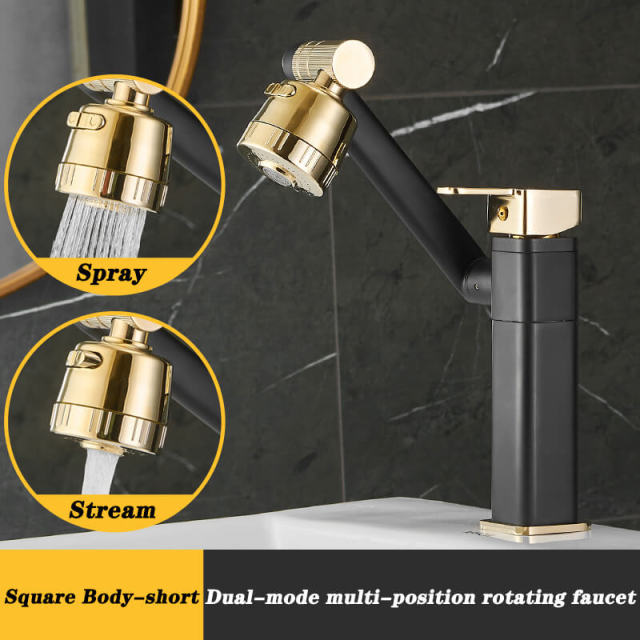 OOVOV Copper Lavatory Basin Faucet Hot Cold Wash Basin Sink Faucet for Bathroom Toilet Spray and Stream 360° Rotation