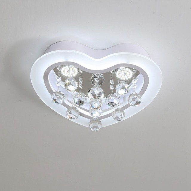 OOVOV LED Crystal Ceiling Lights Acrylic Heart Flush Mount Ceiling Lighting for Bedroom Children Room Boy Girl Room Warm White