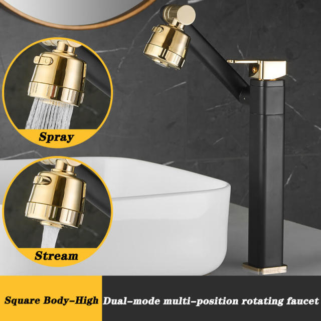 OOVOV Copper Lavatory Basin Faucet Hot Cold Wash Basin Sink Faucet for Bathroom Toilet Spray and Stream 360° Rotation