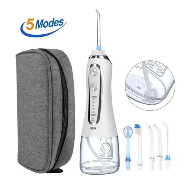 Oral Irrigator 5 Modes Portable 300ml Dental Water Flosser Jet USB Rechargeable Irrigator Dental Water Floss Tips Teeth Cleaner