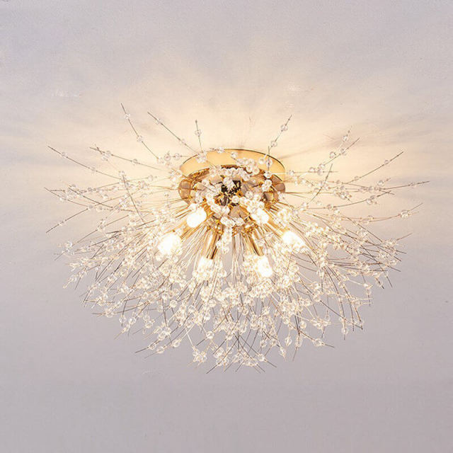 OOVOV Crystal Dandelion Ceiling Lights Modern G9 Crystal Ceiling Lighting Fixtures For Bedroom Kids Room Dining Room Entrance