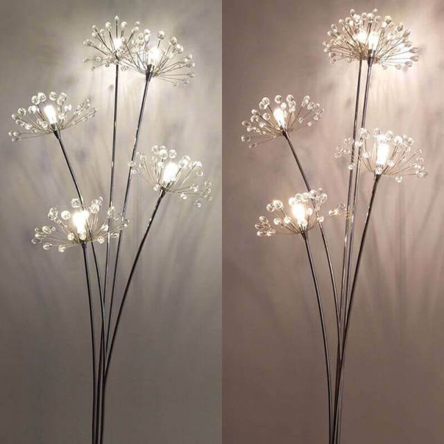 OOVOV Dandelion Crystal Floor Lamp Personality Creative Living Room Bedroom Bedside lamp Stand Up Lamp