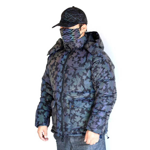 OOVOV Winter Coat Men Thick Warm Rainbow Reflective Jackets Mens Print Hip Hop Harajuku Style Parkas Loose Colorful Streetwear