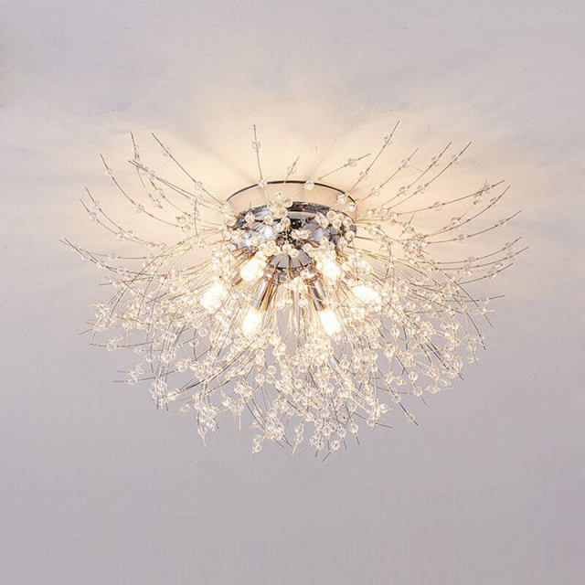 OOVOV Crystal Dandelion Ceiling Lights Modern G9 Crystal Ceiling Lighting Fixtures For Bedroom Kids Room Dining Room Entrance