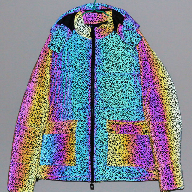 OOVOV Winter Coat Men Thick Warm Rainbow Reflective Jackets Mens Print Hip Hop Harajuku Style Parkas Loose Colorful Streetwear