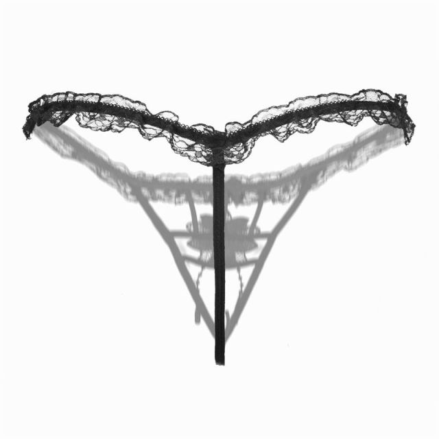 OOVOV Sexy Hollow Lace Temptation Panties Imitation Pearl Massage Porn Lace Underwear Underpants Sex Wear Briefs