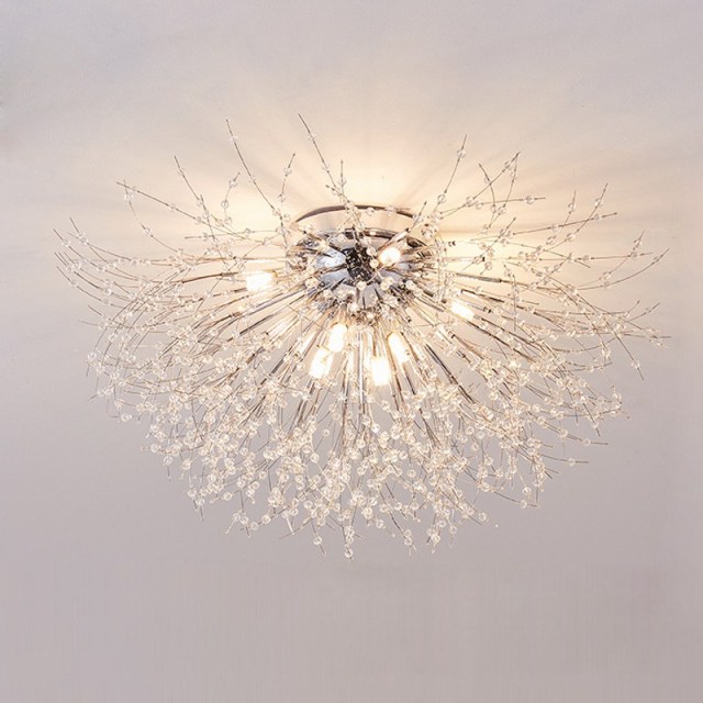 OOVOV Crystal Dandelion Ceiling Lights Modern G9 Crystal Ceiling Lighting Fixtures For Bedroom Kids Room Dining Room Entrance