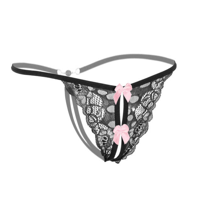 OOVOV Ladies Fun Panties Lace Jacquard Transparent Sexy Lingerie Low-Waist Thin Strap Erotic Perspective G-String For Women