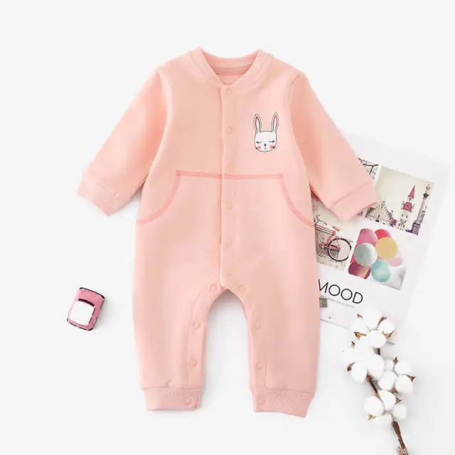 OOVOV Baby Pajamas Jumpsuit,Long Sleeve Infant Snap-button Placket One Piece Bodysuit Spring Clothes