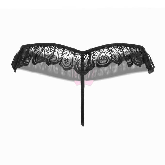 OOVOV Sexy Lady Pearl String Massage Real Temptation Low Waist Lace Lingerie Open Thong Panties Transparent Underwear,3 Pieces