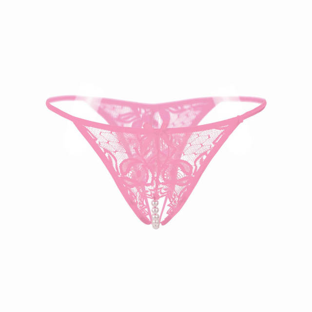 OOVOV Pearl Massage G-String Erotic Panties Sexy Women Underwear Open Crotch Lace Transparent Thong Porn Temptation Lingerie For Sex,3 Pieces