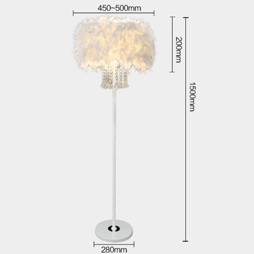 OOVOV Feather Floor Lamp Simple Crystal Floor Lamp Height 59.1&quot;